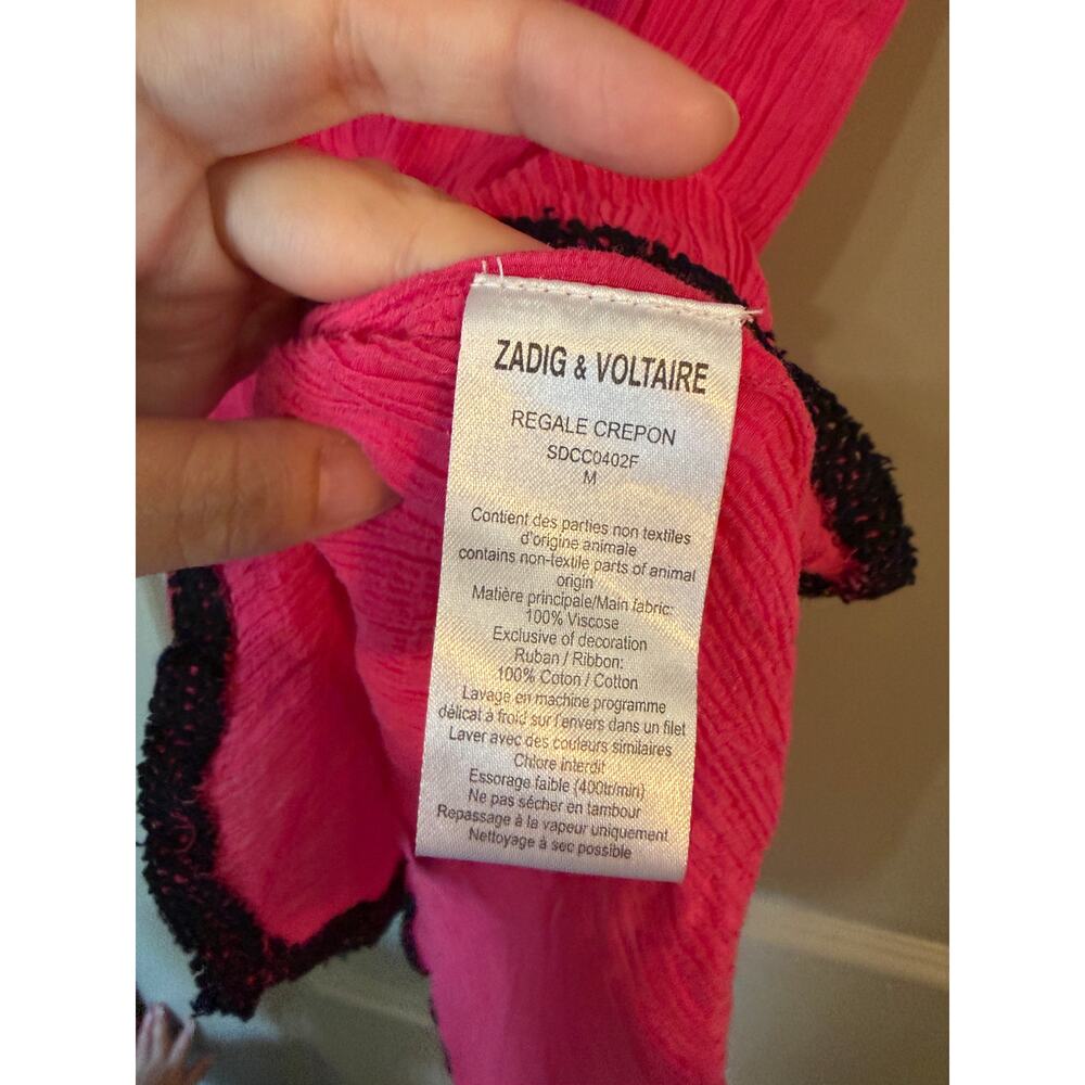 Zadig & Voltaire Womens Size Medium Fuschia Pink Regale Crepon Tunic Dress - Picture 5 of 11